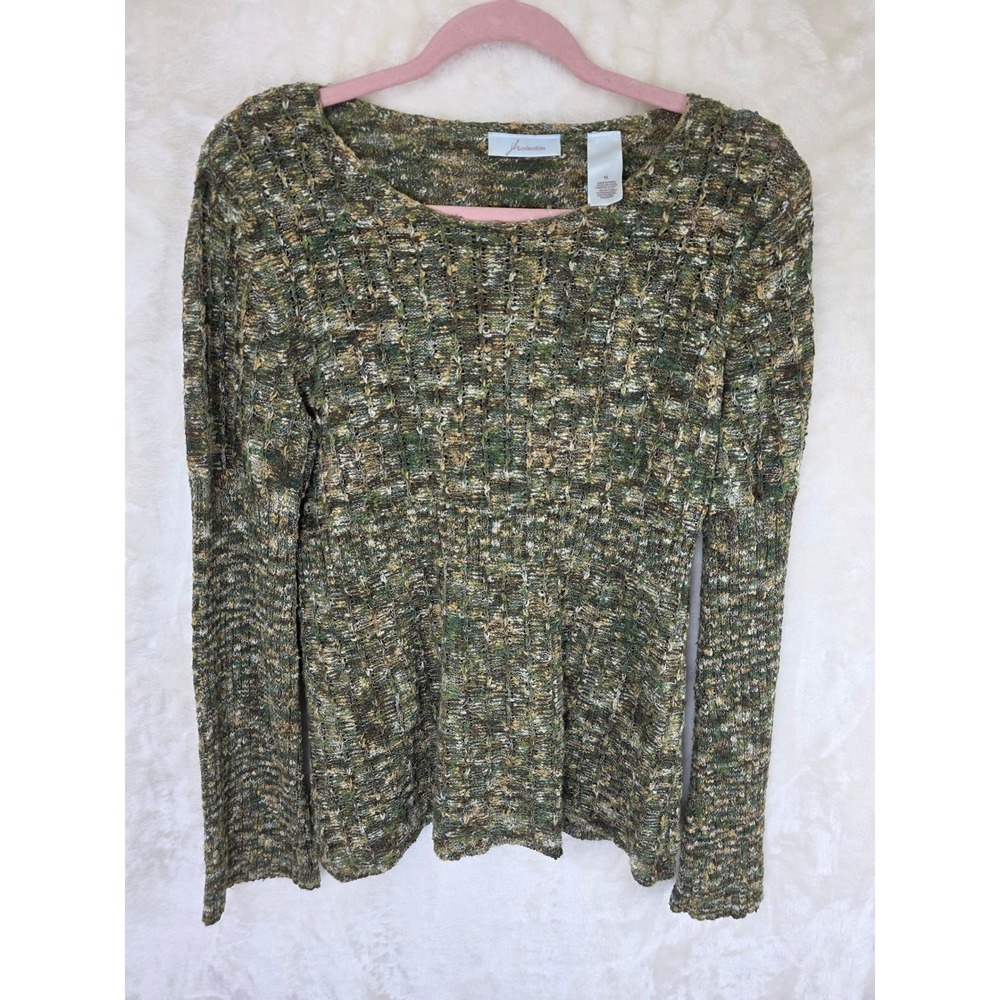 JH Collectibles Womens Green Multi‎ Knit Long Sleeve Sweater Earth Tone Size M